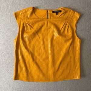Marc New York Mustard Yellow Perforated Faux Leather Sleeveless